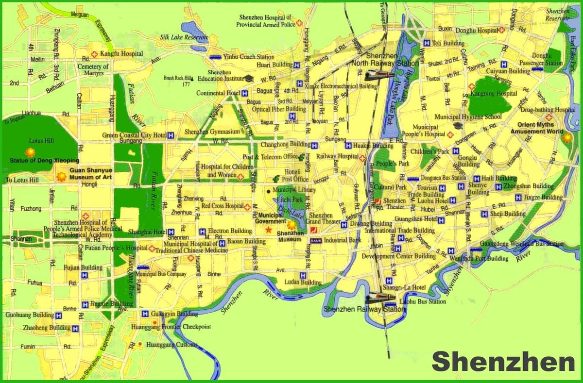 kort over Shenzhen attraktioner