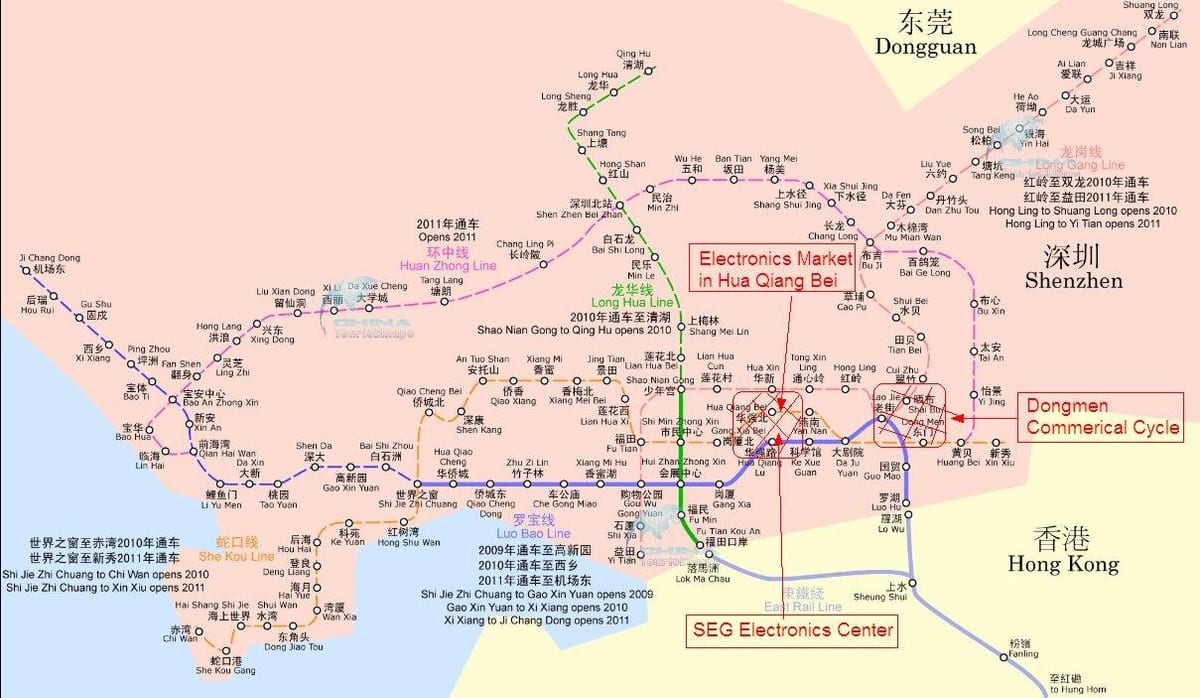 kort over Shenzhen elektronik marked