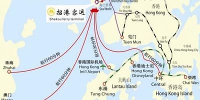 Kort over shekou færgeterminal